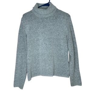 JEANNE PIERRE Women's M Gray Speckled Turtleneck‎ Sweater Wool Blend Minimalist